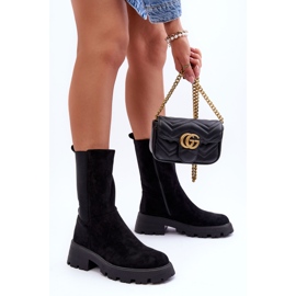Damen-Stiefel aus Wildleder mit flachem Absatz in Schwarz Altandros 5