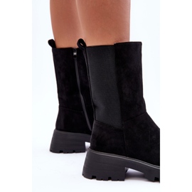 Damen-Stiefel aus Wildleder mit flachem Absatz in Schwarz Altandros 4
