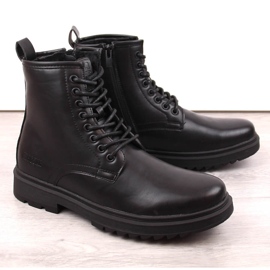 Schwarze Big Star MM174080 Herrenstiefel mit Schnürsenkeln und Reißverschlüssen 1