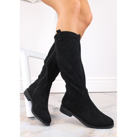 Durchbrochene Damenstiefel aus schwarzem Wildleder Vinceza 16456 3