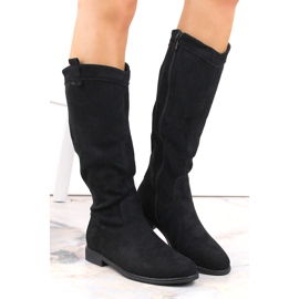 Durchbrochene Damenstiefel aus schwarzem Wildleder Vinceza 16456 5
