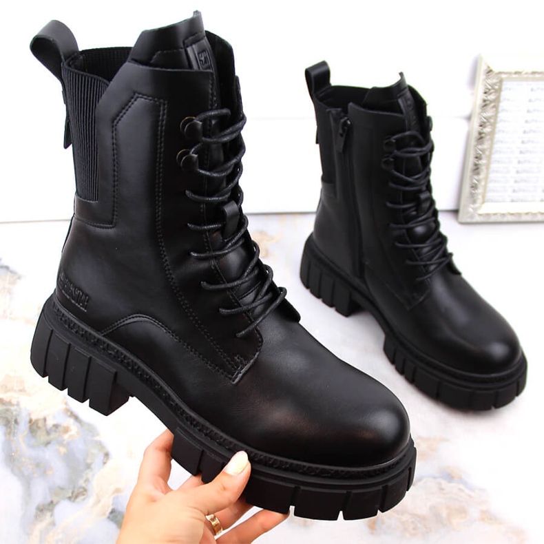 Big Star MM274581 isolierte schwarze Trapperstiefel für Damen 1