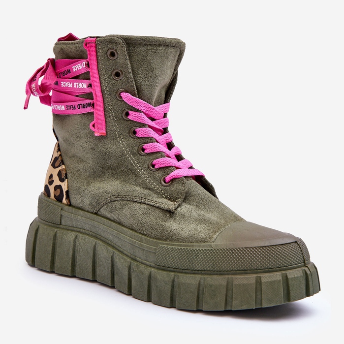 Plateau-Stiefeletten aus Wildleder für Damen in Grün Rafter 1