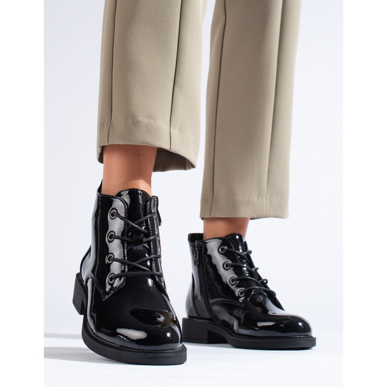 Lackierte schwarze Vinceza-Damenstiefel 1