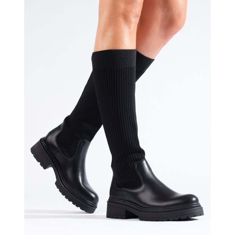 Schwarze Slip-On-Stiefel von Shelovet 1