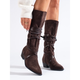 Braune Wildlederstiefel für Damen Shelovet 1