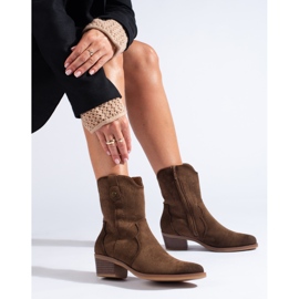 Shelovet Cowboystiefel aus schwarzem Wildleder braun 1