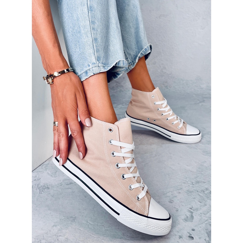 Canvas Turnschuhe Jude Khaki Knöchel beige 2