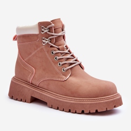 Warme Trapper-Stöcke aus Leder für Damen in Rosa 1