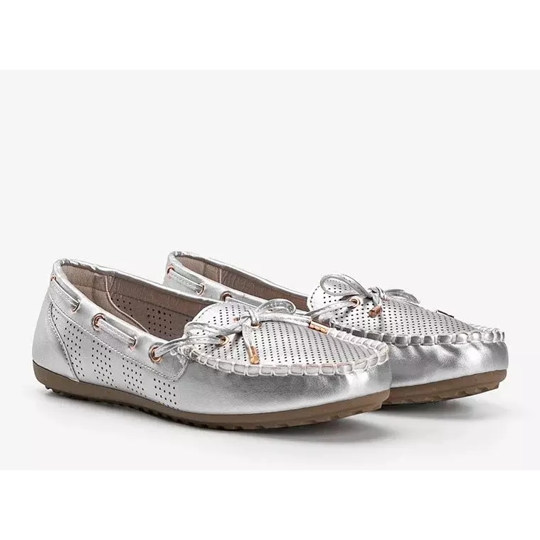 Silberne Loafer aus Öko-Leder, durchbrochene Esther 2
