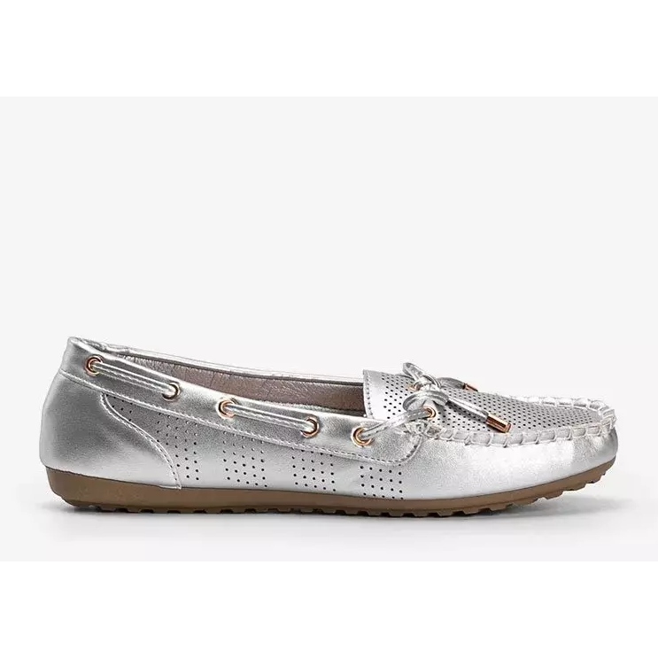 Silberne Loafer aus Öko-Leder, durchbrochene Esther 1