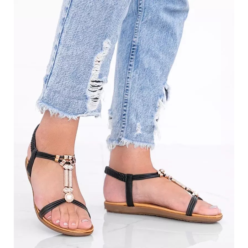 Schwarze Damensandalen von Liva 1