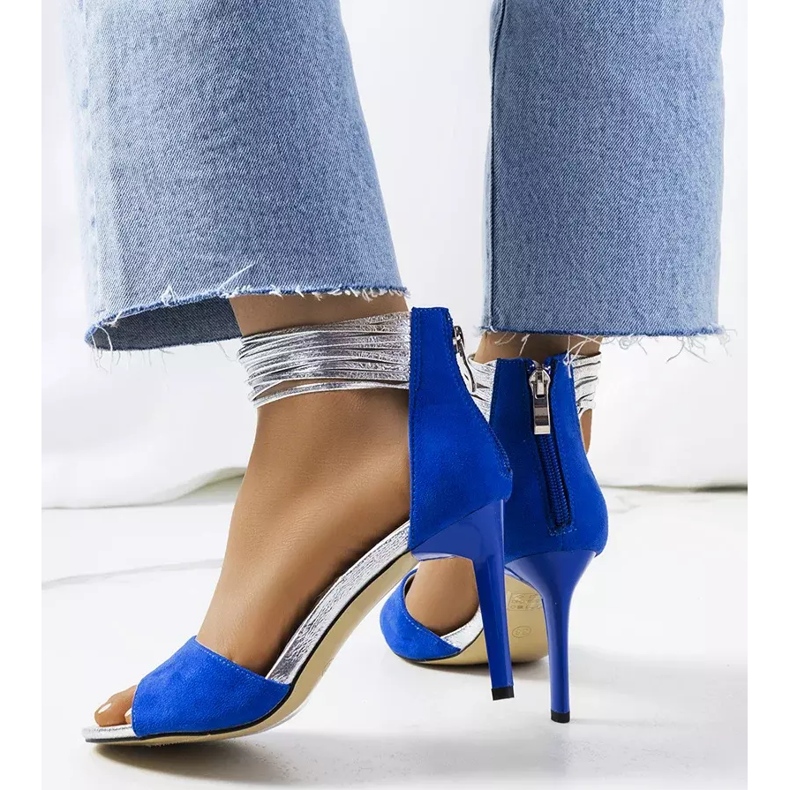 Blaue Sandalen von Vasquez mit hohem Absatz silber- 2