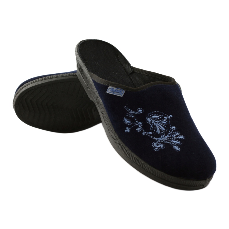 Stickerei Damenhausschuhe Befado 219d426 blau marineblau 3