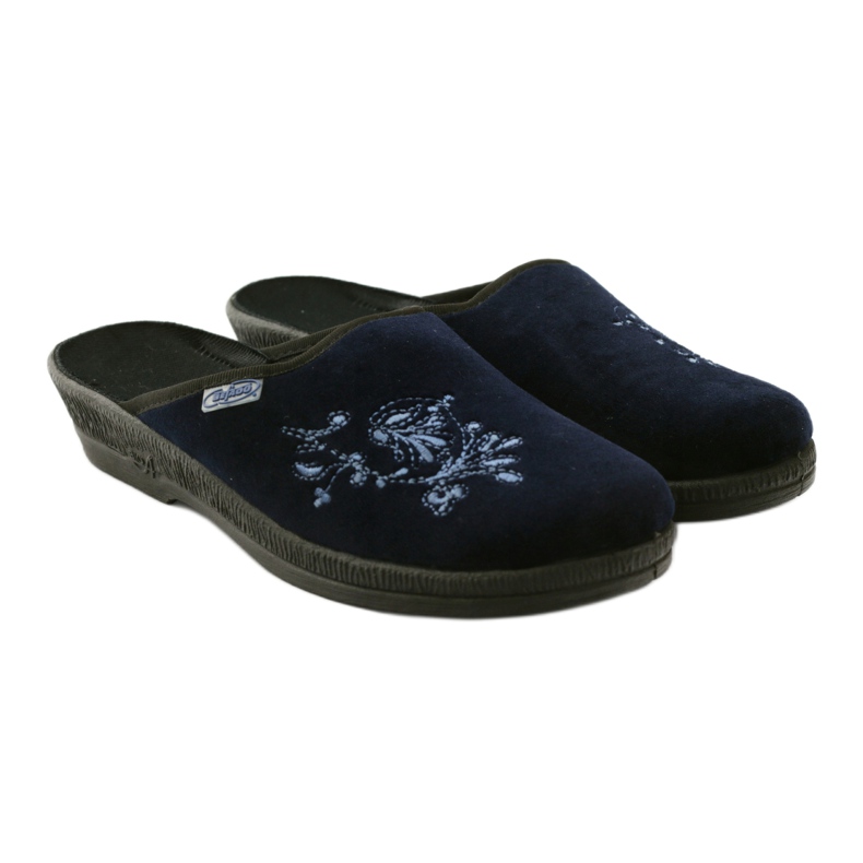 Stickerei Damenhausschuhe Befado 219d426 blau marineblau 4