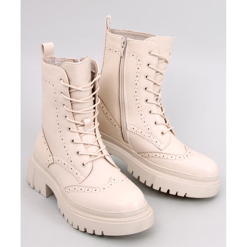 Aubert Beige Schnürstiefel 1
