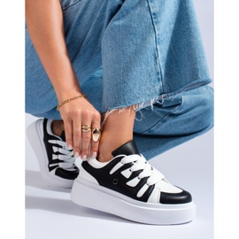 Schwarz-weiße Damen-Sneaker von Shelovet mit dicker Sohle 2