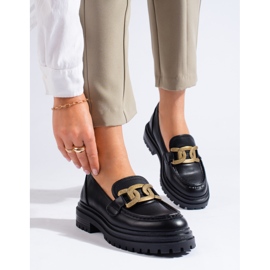 Schwarze Damenmokassins auf einem dicken Shelovet-Plateau 2