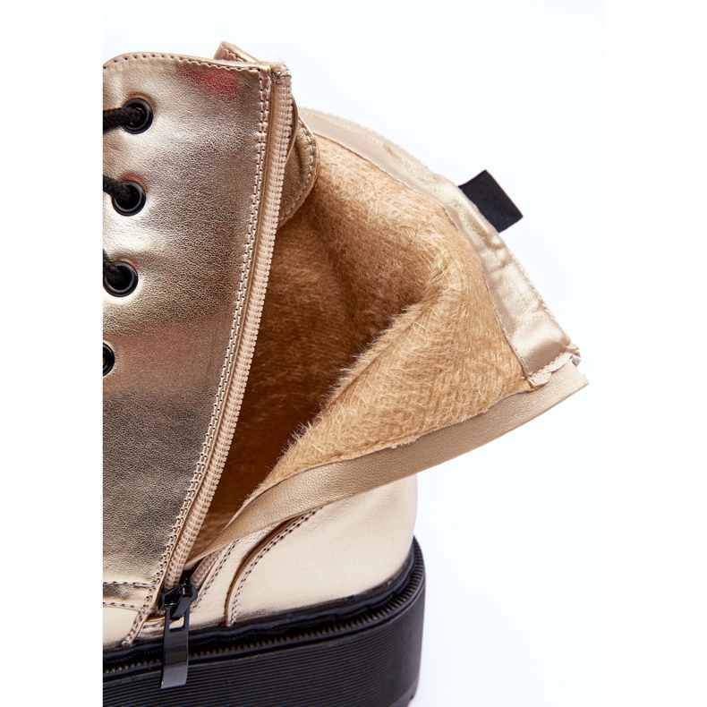 FB2 Leder-Metallic-Arbeiterstiefel Golden Teflorna 2