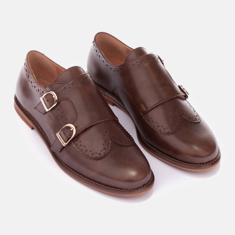 Marco Shoes Monks aus echtem Leder braun 1