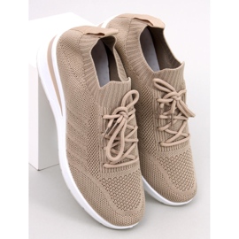 Leakes Khaki-Sneaker mit Keilabsatz beige 1