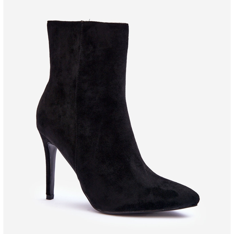 FB2 Schwarze Wildlederstiefel mit hohem Absatz von Eberpia 1