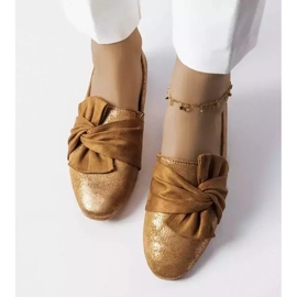 Braune Metallic-Ballerinas mit Schleife von Dodier golden 3