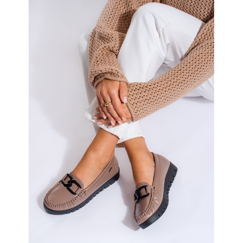 Dunkelbeige Shelovet-Plateau-Loafer für Damen 1