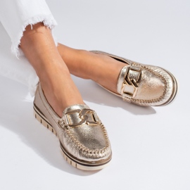 Goldene, bequeme Slipper mit Shelovet-Kette 1