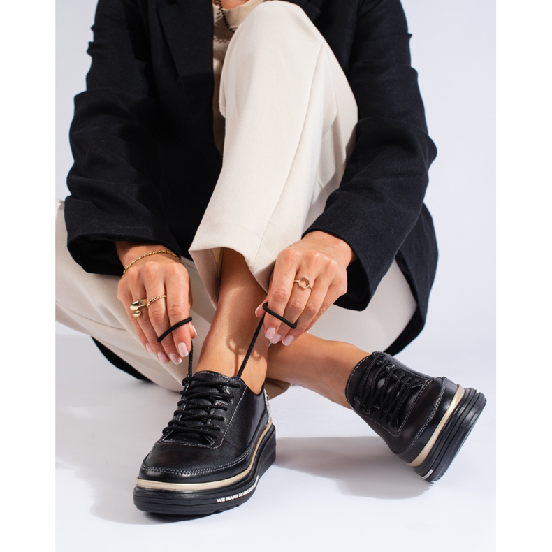 SHELOVET Schwarze Shlovet-Damenschuhe aus Leder 1