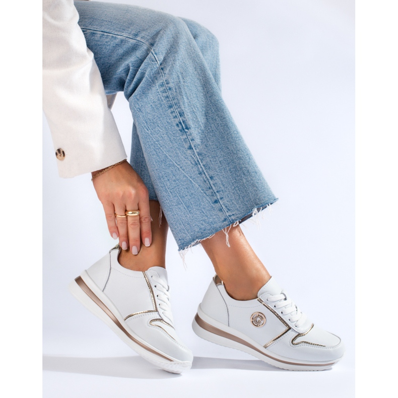 Shelovet Damen-Sportschuhe aus weißem Leder 1