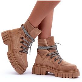 FB3 Damen-Schnürstiefel aus Wildleder in Dunkelbeige Acorn 10