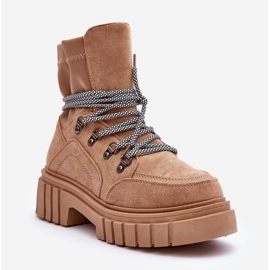 FB3 Damen-Schnürstiefel aus Wildleder in Dunkelbeige Acorn 2