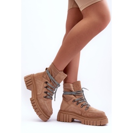 FB3 Damen-Schnürstiefel aus Wildleder in Dunkelbeige Acorn 3