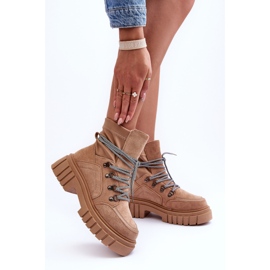FB3 Damen-Schnürstiefel aus Wildleder in Dunkelbeige Acorn 4