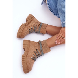 FB3 Damen-Schnürstiefel aus Wildleder in Dunkelbeige Acorn 1