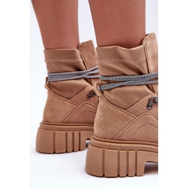 FB3 Damen-Schnürstiefel aus Wildleder in Dunkelbeige Acorn 6