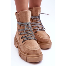 FB3 Damen-Schnürstiefel aus Wildleder in Dunkelbeige Acorn 5