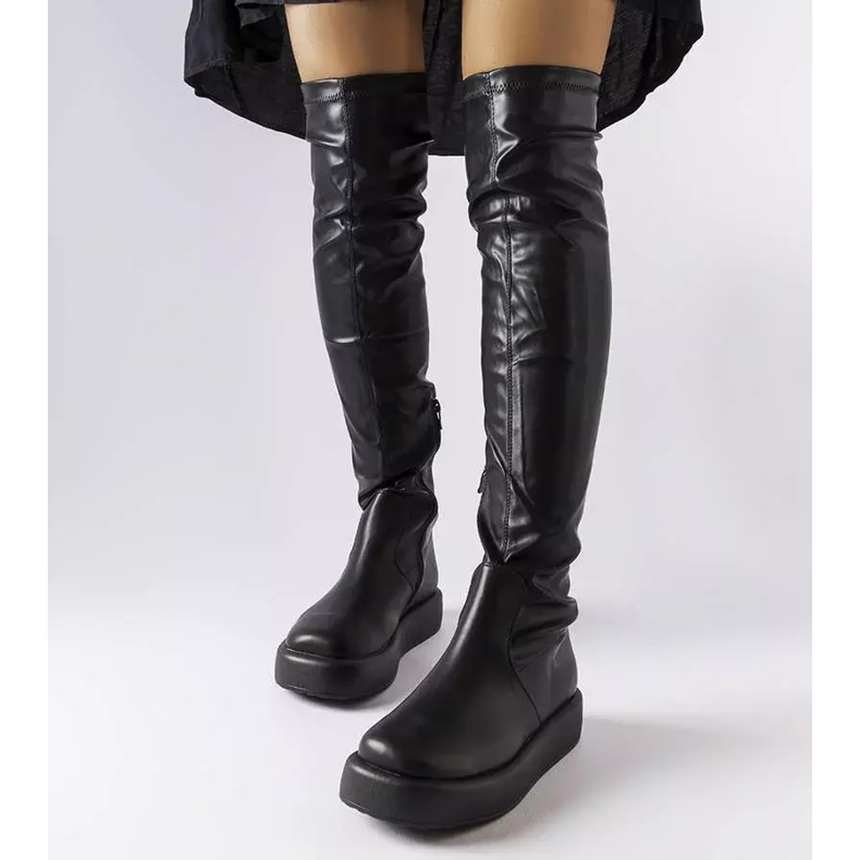 Flavian schwarze Overknee-Stiefel 1