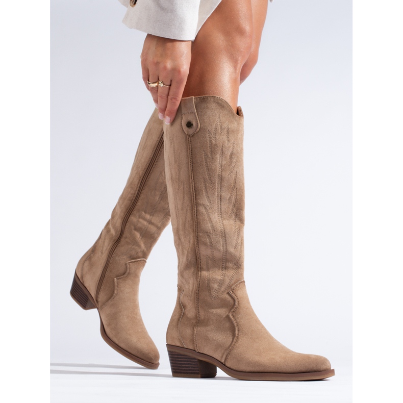 Shelovet beige Wildleder-Cowboystiefel 1