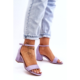 Flitterwochen-Lila-Wildleder-Klassiker-Sandalen mit niedrigem Absatz violett 2