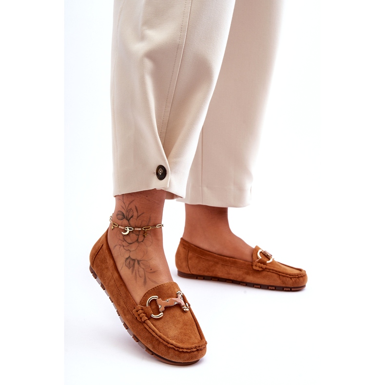 Super Mode Damen-Loafer aus Wildleder mit Verzierung, braun, Dionira 4