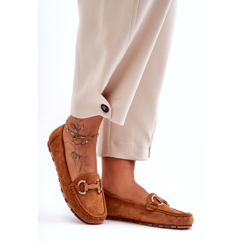 Super Mode Damen-Loafer aus Wildleder mit Verzierung, braun, Dionira 3