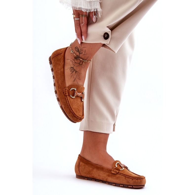 Super Mode Damen-Loafer aus Wildleder mit Verzierung, braun, Dionira 1