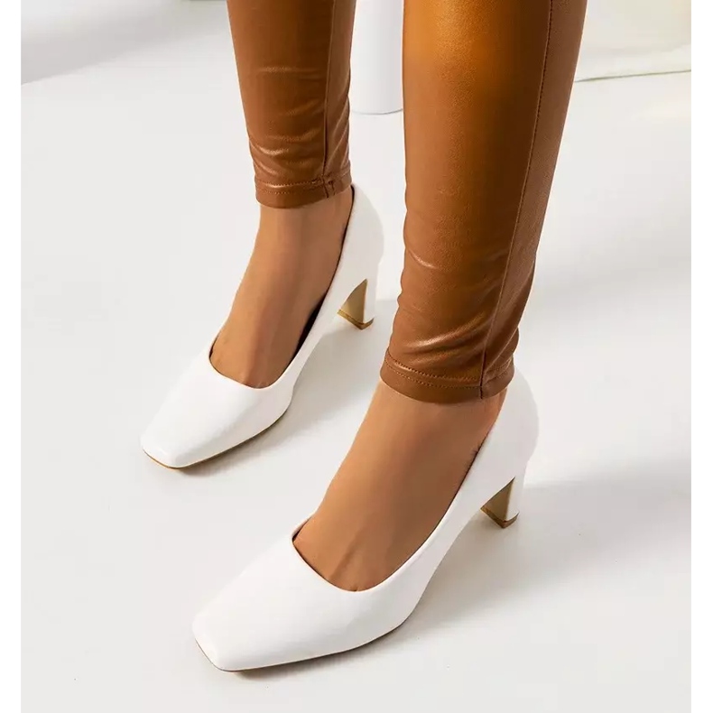 Weiße Graves Pumps für Damen naturfarben 2