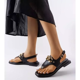Schwarze Flip-Flop-Sandalen mit Kette von Mali 1