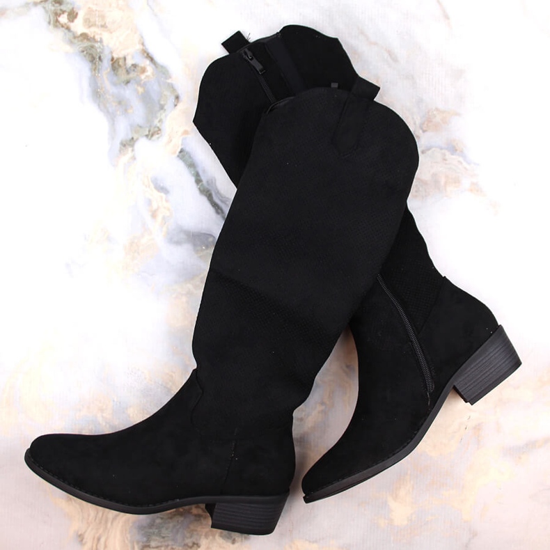 Damen-Wildleder-Isolierstiefel in Schwarz Jezzi RMR2353-4 1