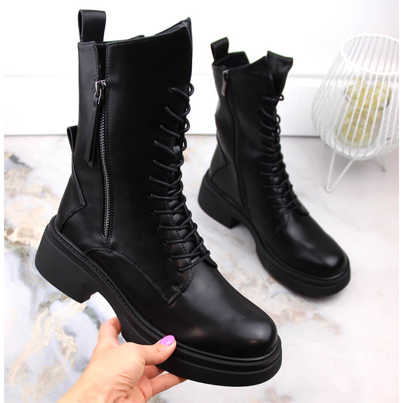 Schwarze Damen-Offizierstiefel D&amp;A S.Barski Premium Collection MR870-23 1