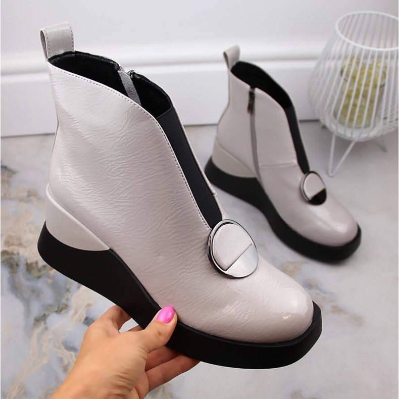 Damen-Keilstiefel grau D&amp;A S.Barski Premium Collection MR870-36 1