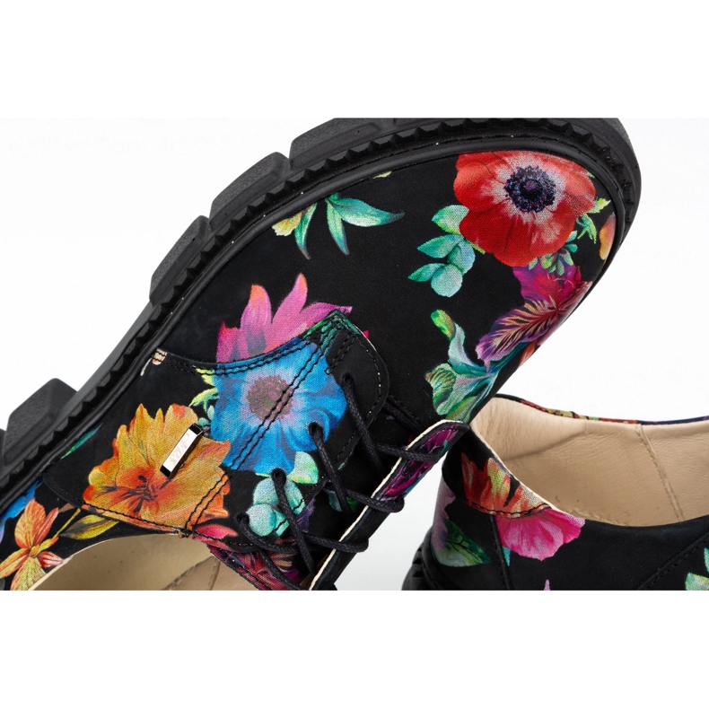 ARS Damen-Lederschuhe auf dicker Sohle mit Blumen 1163 schwarz 1